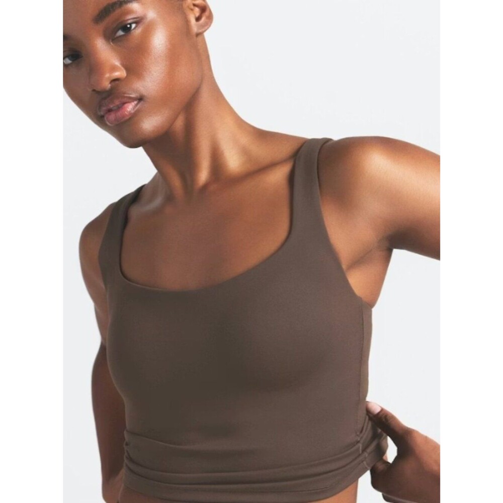 NEW NikeSKIMS Matte Square Neck Tank Top Small Dark Sepia Brown NWT Nike SKIMS - Picture 3 of 4
